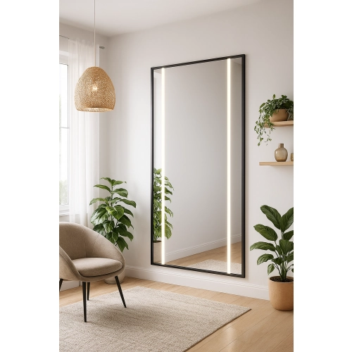 Lustro w czarnej ramie z podświetleniem- 1503 LED II - kolor ramy do wyboru